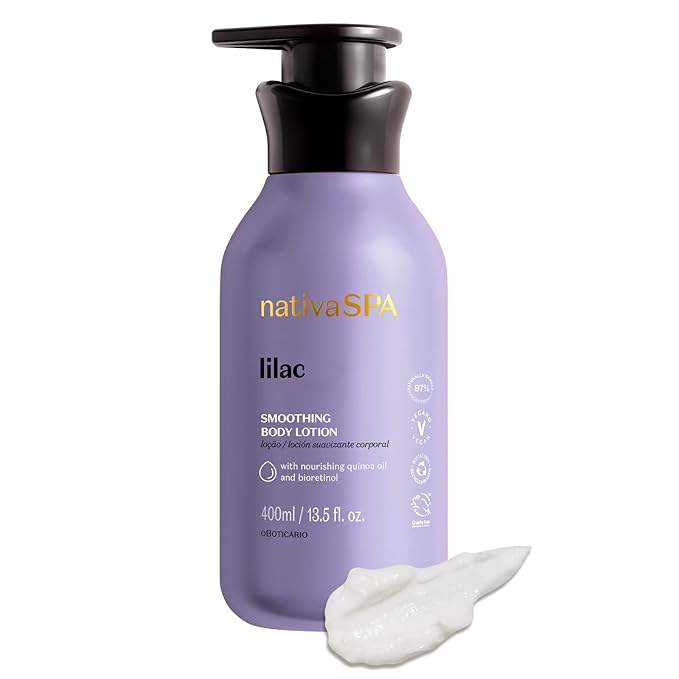 Nativa SPA by O Boticário, Lilac Smoothing Body Lotion with Nourishing Quinoa Oil + BioRetinol, Fragranced Skin Moisturizer, 13.5 Ounce-FemmiqueWomen