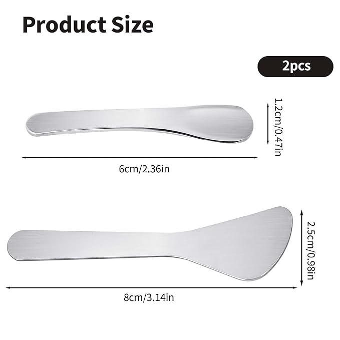 2Pcs Mini Metal Cosmetic Spatulas, Makeup Spatulas, Skincare Spatula, Cream Spatula, Beauty Accessories for Mixing and Sampling Plant Masks, Skin Care Creams, Eye Cream, Essences(Style 3)-FemmiqueWomen