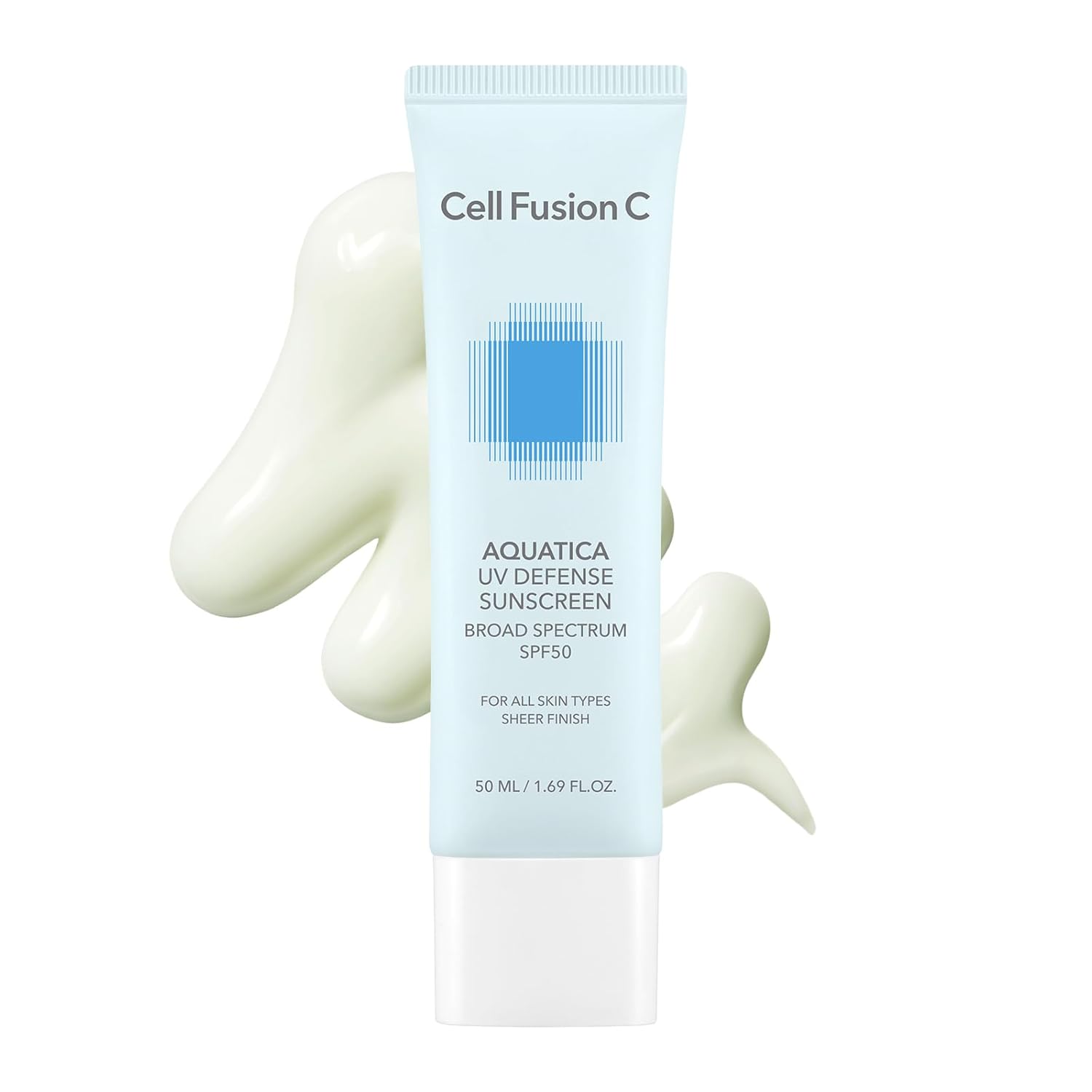 Cell Fusion C Aquatica UV Defense Face Sunscreen SPF 50, No White Cast, Hydrating SPF Moisturizer with PDRN, 50ml / 1.69 fl.oz-FemmiqueWomen