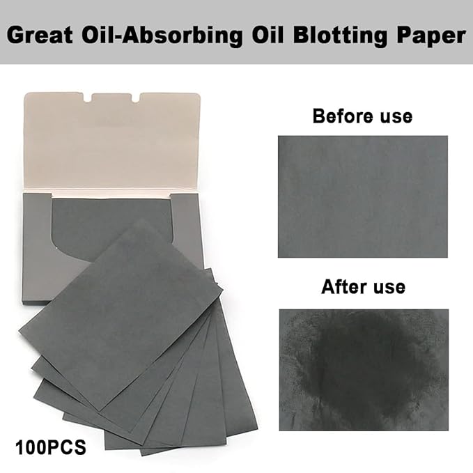 103 PCS Volcanic Roller Oily Skin Oil Control On The Go Volcanic Face Roller Oil Absorbing Volcanic Roller with Oil Blotting Sheet Paper for Oily Skin Care Oil Control Film Tissues (Type2)-FemmiqueWomen