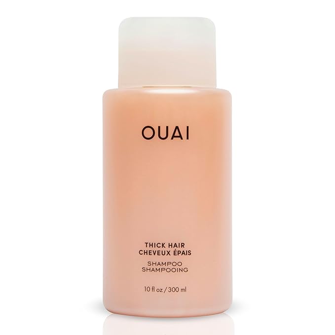 OUAI Thick Shampoo - Moisturizing Shampoo with Keratin, Marshmallow Root, Shea Butter, Avocado Oil for Thick Hair - Strengthens & Hydrates Strands - Paraben, Phthalate & Sulfate Free (10 Fl Oz)-FemmiqueWomen
