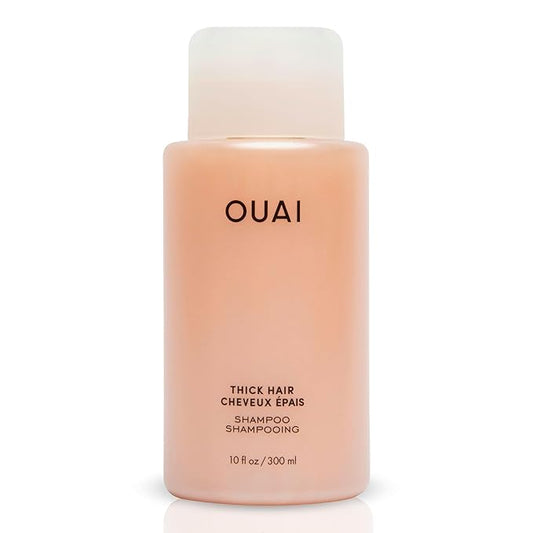 OUAI Thick Shampoo - Moisturizing Shampoo with Keratin, Marshmallow Root, Shea Butter, Avocado Oil for Thick Hair - Strengthens & Hydrates Strands - Paraben, Phthalate & Sulfate Free (10 Fl Oz)-FemmiqueWomen