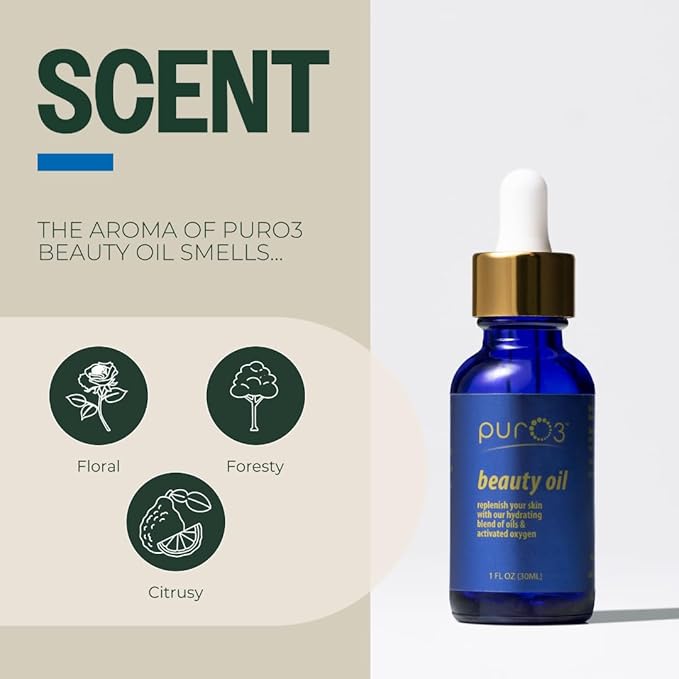 PurO3 Beauty Oil – Vegan Hydrating Face Oil with Activated Oxygen – Natural Skin Care for Radiant and Smooth Skin, 30 ml-FemmiqueWomen
