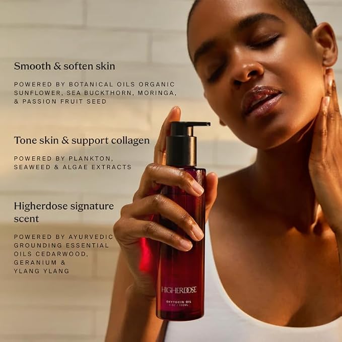 HigherDOSE Oxytocin Body Oil - Nourishing, Ayurvedic Body Care to Firm & Tone Skin - Lightweight & Fast-Absorbing Formula with Sea Buckthorn & Antioxidant-Rich Passion Fruit Seed Extract (5 Fl Oz)-FemmiqueWomen