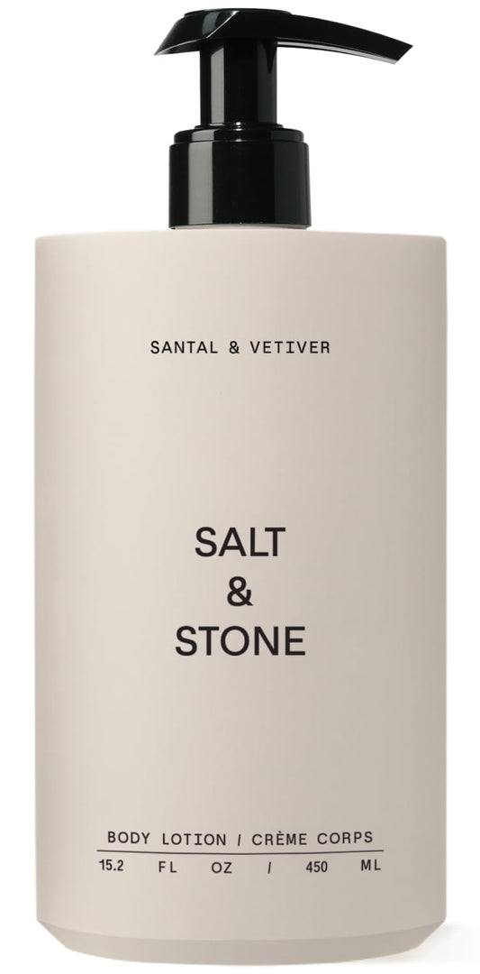 Salt & Stone Body Lotion for Women & Men| Scented Daily Body Lotion | Hydrates, Nourishes & Softens Skin | Restores Dry Skin | Fast-Absorbing | Cruelty-Free & Vegan (450 ml) (Santal & Vetiver)-FemmiqueWomen