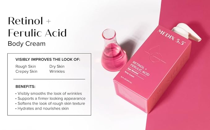 Medix 5.5 Retinol Body Lotion Firming Moisturizer | Crepey Skincare Treatment | Retinol Body Cream | Anti Aging Firming Cream For Women Targets Look Of Crepe Skin, Wrinkles, & Sagging Skin, 15 Fl Oz-FemmiqueWomen