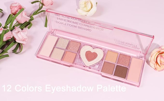 12 Colors Nude White Orange Matte Shimmer Eyeshadow Palette for Eye Makeup,High Pigmented Brown Eye Shadow Primers Powder Palet de sombras de ojos-FemmiqueWomen