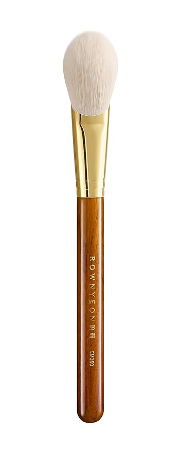 Desert Oak Series CM 160 Angled Blush Brush for Cheeks – Ideal for Powder & Cream Blush, Golden Brass Ferrule, Ebana Bubinga Handle, Soft Nylon Bristles-FemmiqueWomen