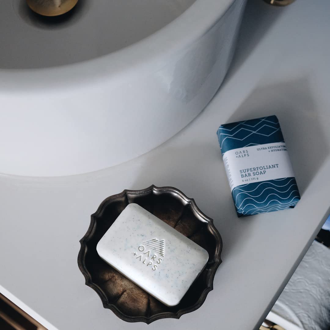 Oars + Alps Superfoliant Exfoliating Men's Bar Soap, Dermatologist Tested and Made with Clean Ingredients, Travel Size, 6 Pack, 6 Oz Each-FemmiqueWomen