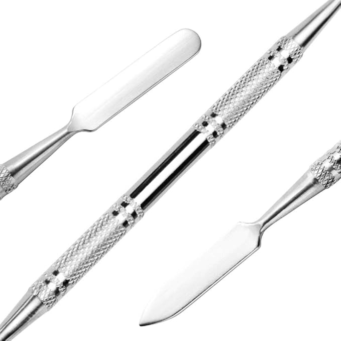 2 Pack Professional Makeup Palette, 2 Types Pro Lady Stainless Steel Cosmetic Artist Spatula with Spatula Tool for Mixing Foundation by ACKLLR, Silver-FemmiqueWomen