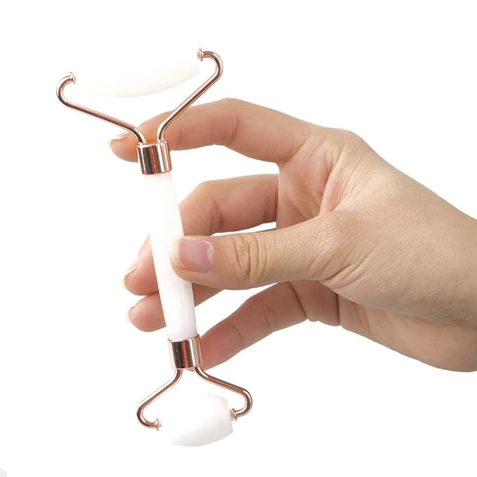 Jade Roller and Gua Sha Set - Facial Body Eyes Neck Massager Tool for Beautiful Skin Detox - Reduce Wrinkles Aging -（White Jade）-FemmiqueWomen