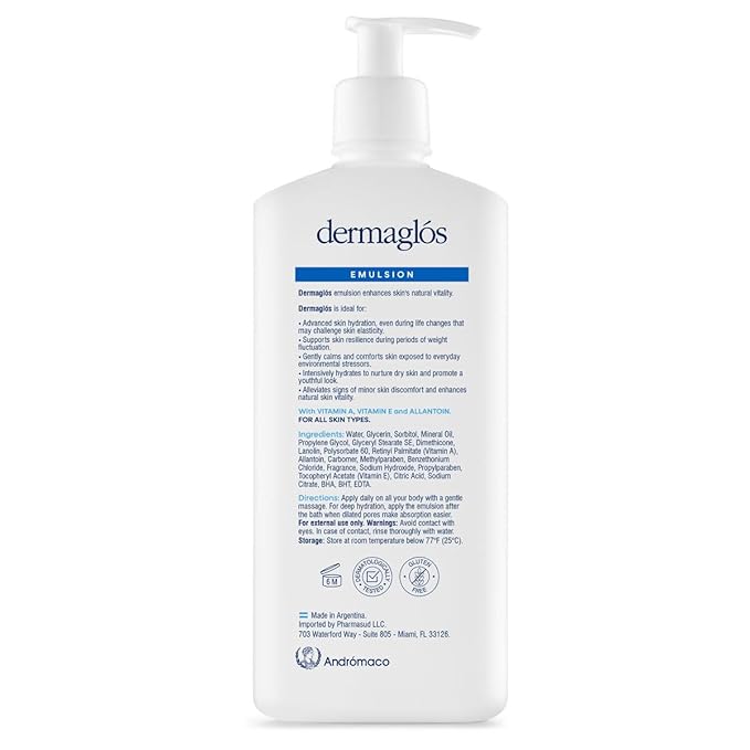 Dermaglos Moisturizing Body Lotion for Dry Skin with Extra Vitamin A, Vitamin E & Allantoin | Regenerating Lightweight Moisturizer for Stretch Marks, Tattoos Aftercare, Scars & Wrinkles | 13.52 Fl Oz-FemmiqueWomen