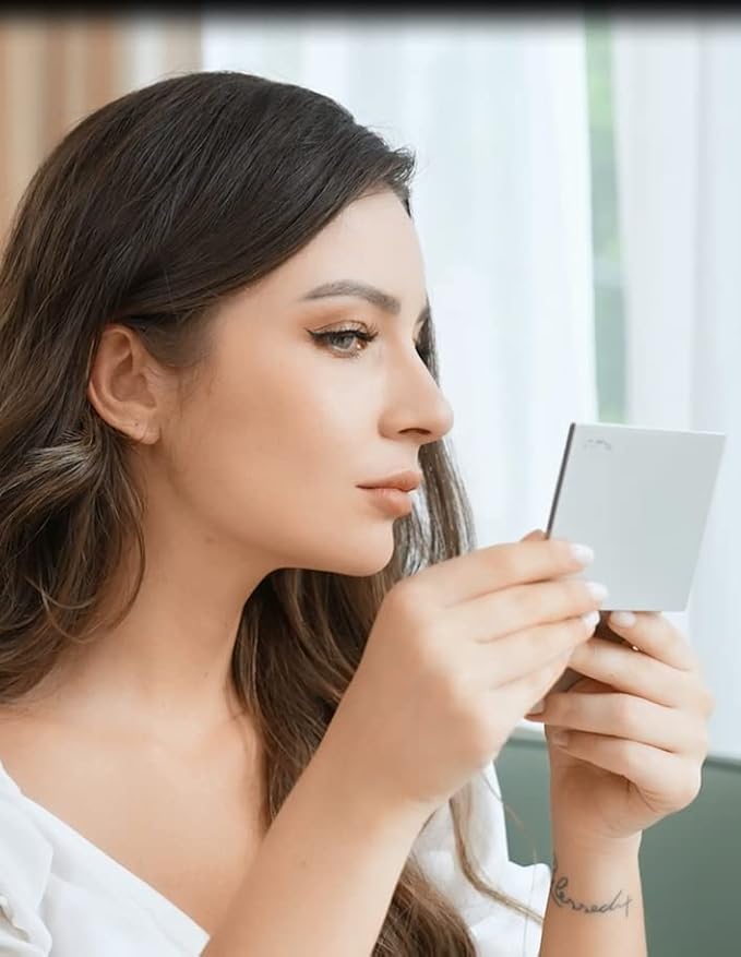 Makeup Mirror with Facial Oil Blotting Paper Sheets – 100 Counts, Silver Compact Folding Cosmetic Travel Mirror Pack (Rose)-FemmiqueWomen