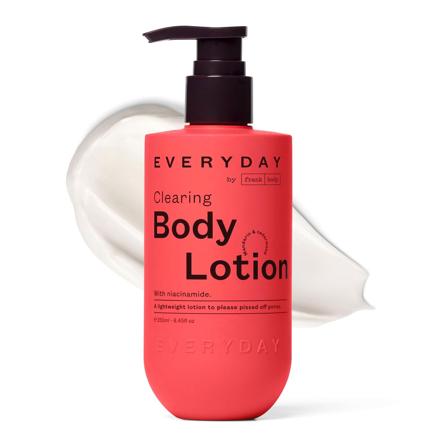 frank body Clearing Body Lotion | Fights Acne & Prevents Fine Lines | Niacinamide & Glycerin | Lightweight, Fast-Absorbing Gel-Lotion | Mandarin & Cedarwood Scent | 250ml-FemmiqueWomen