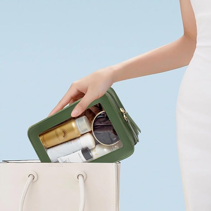 Clear Makeup Bag Small, TSA Approved Portable Toiletry Bag with Zipper Cosmetic Travel Bag Makeup Organizer Case Mini Makeup Pouch for Purse Car Organizer Bag for Women Men-FemmiqueWomen