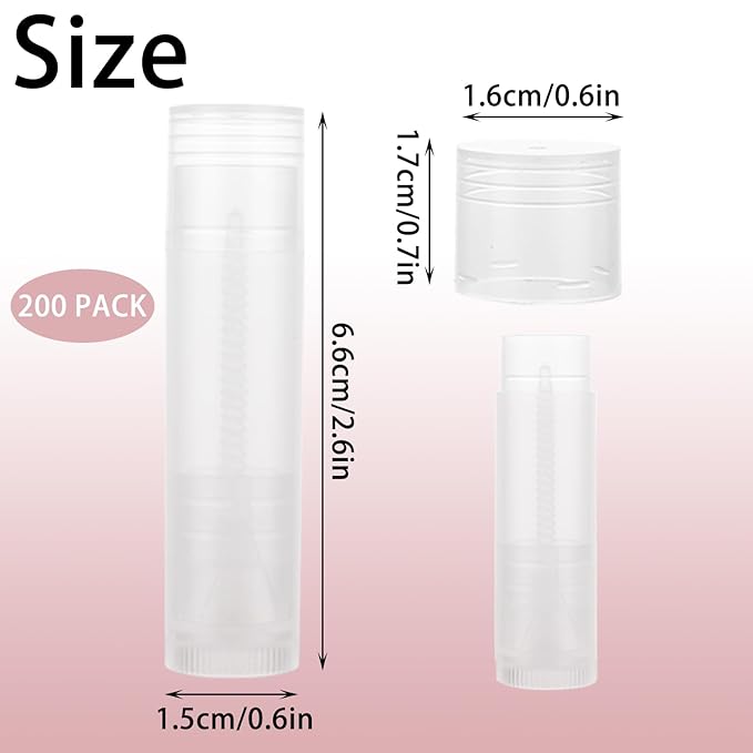 200PCS Lip Balm Tubes with Caps, Clear Lip Balm Tubes Empty Chapstick Tubes Empty Bulk for DIY Lipstick Homemade 3/16 Oz (5.5 ml)-FemmiqueWomen