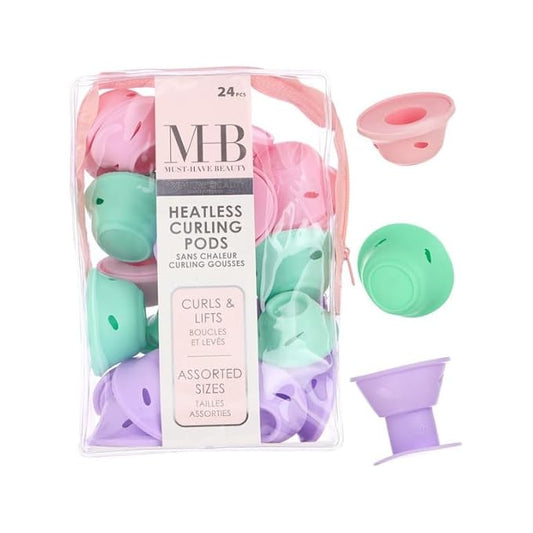 24pc Heatless Curling Pods - Silicone Hair Rollers For No Damage Heatless Curls, Heatless Curlers Value Pack, Overnight Hair Curlers For Versatile Hairstyling (PASTEL)-FemmiqueWomen