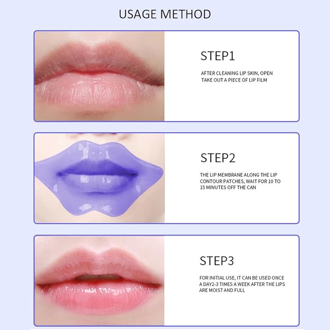 20Pcs Moisturizing Lip Mask, Lip Sleep Mask Reduces Lip Lines and Restores Moisture, Lip Mask Effectively Nourishes the Lip Skin, Gel Treatment Lip Masks Plumping Lips Mask Lip Care Products (Purple)-FemmiqueWomen