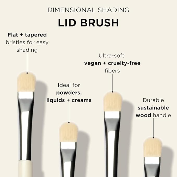 HALEYS Lid Eyeshadow Brush, Medium Flat Tapered Brush, Easy Blending and Shading for Building Eyeshadow Color, High-end Synthetic Bristles, Multi-tasking, for Cream and Powder Makeup, Vegan + CF-FemmiqueWomen