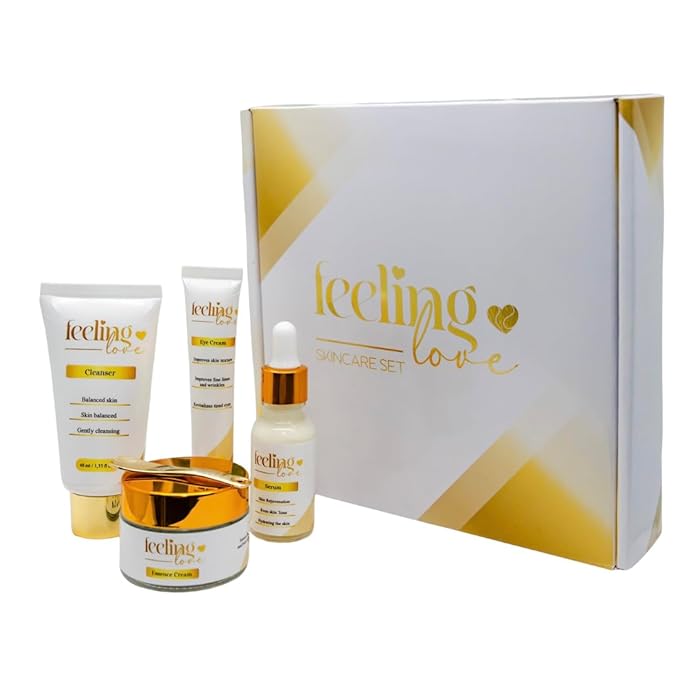 Introducing our exclusive Skincare Set: Cleanser, Serum, Essence Cream, and Eye Cream - Experience the Ultimate 4-Step Natural Beauty Routine for Achieving Radiant, Glowing Skin.-FemmiqueWomen