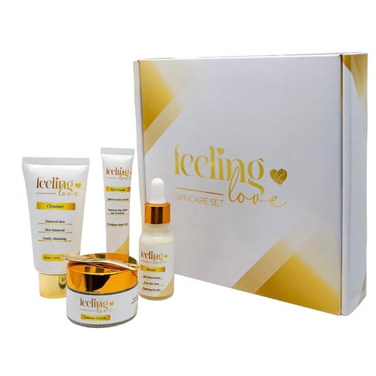 Introducing our exclusive Skincare Set: Cleanser, Serum, Essence Cream, and Eye Cream - Experience the Ultimate 4-Step Natural Beauty Routine for Achieving Radiant, Glowing Skin.-FemmiqueWomen