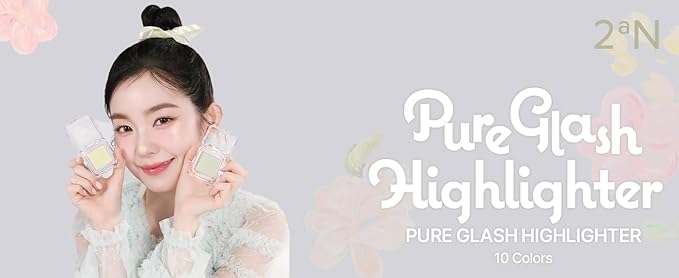 2aN Pure Glash Highlighter – Glass-Like Sheen Powder Highlighter for a Natural, Radiant Glow | Buildable, Long-Lasting, Lightweight Formula (SHELL, 0.8oz)-FemmiqueWomen