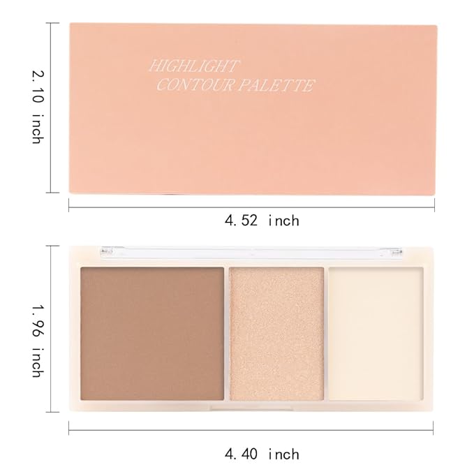 3 IN 1 Brown Nude Face Highlight Bronzer Powder Palette for Face Cheeks Contour Brightening, Buildable Matte Coverage Natural Makeup,Ultra Sculpt Nose Shadow Eyeshadow Primer 01#-FemmiqueWomen