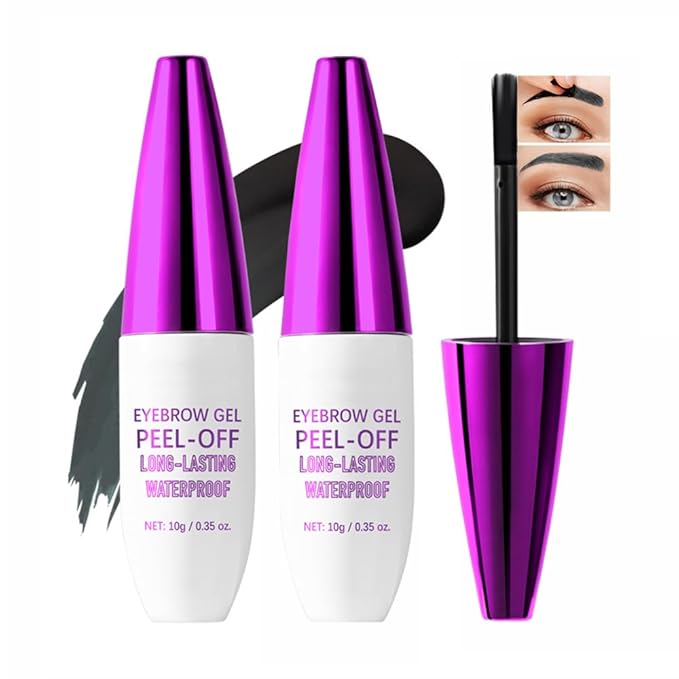 2Pcs Peel Off Eyebrow Tint Gel - Waterproof & Sweatproof All-Day Wear, Transfer-Resistant Tattoo Effect, All Skin Types + Mother’s Day Gift Set, 04#Gray Brown-FemmiqueWomen