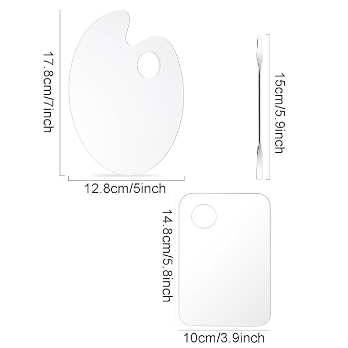 2 Pcs Acrylic Cosmetic Makeup Palette + 1 Pc Makeup Spatula, Makeup Mixing Tray Apply for Foundation Nail Art Beauty Salon Color Cream Liquid Mixing Art Palette-FemmiqueWomen