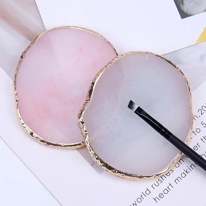 2 Pack Nail Art Palette Makeup Foundation Mixing Palette Holder Golden Edge Professional Cosmetic Nail Art Tools for Women and Girls Nail Polish Liquid Lipstick Concealer-FemmiqueWomen