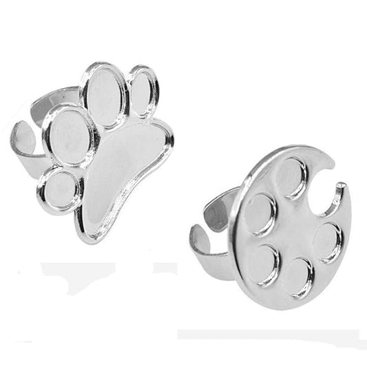 2 Pieces Nail Art Palette Finger Rings, Mini Polish Holder Drawing Color Palette, Nail Art Painting Gel Palette Manicure Tool, Cosmetic Artist Mixing Palette-FemmiqueWomen