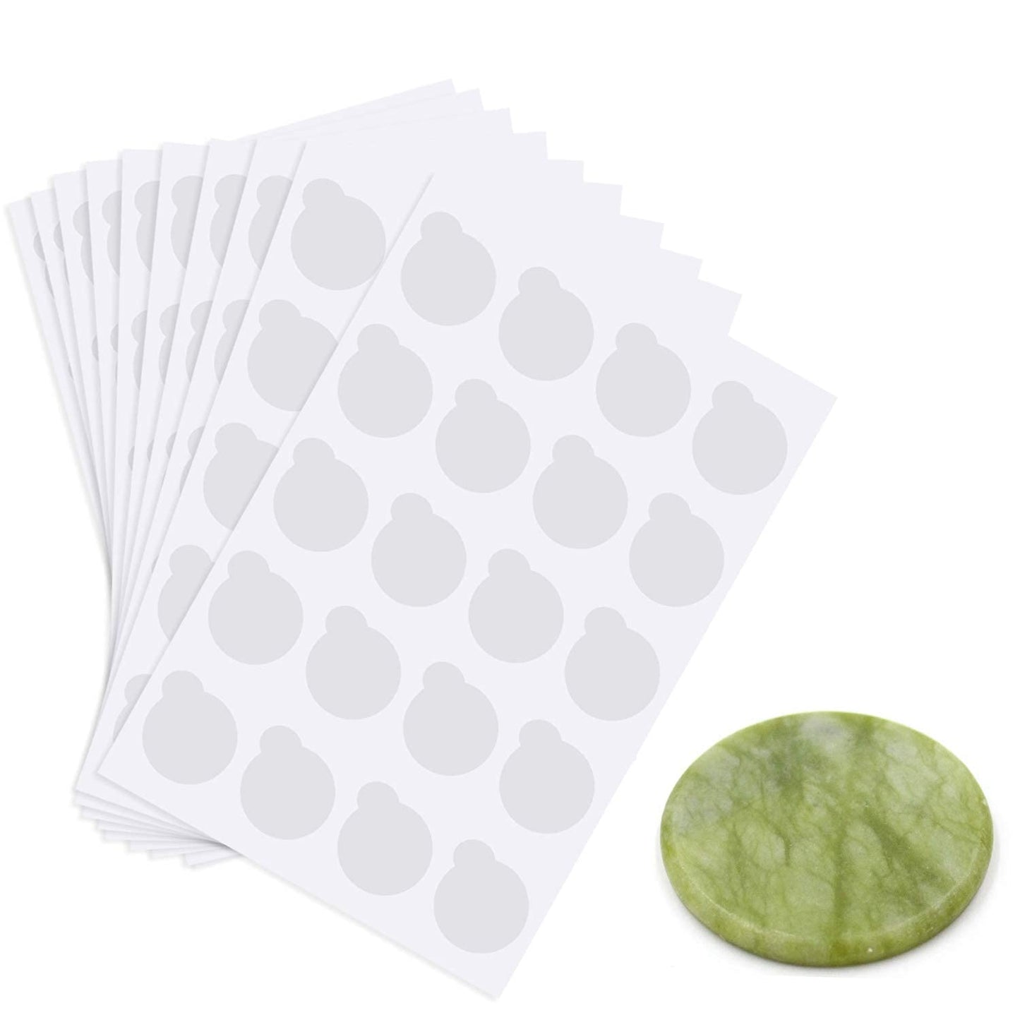200 Pcs Eyelash Extension Adhesive Glue Pallet Sticker Pads, Disposable Waterproof Adhesive Holder Pad and 1 Pcs Eyelash Extension Jade Stone-FemmiqueWomen