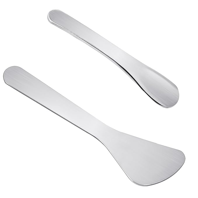 2Pcs Mini Metal Cosmetic Spatulas, Makeup Spatulas, Skincare Spatula, Cream Spatula, Beauty Accessories for Mixing and Sampling Plant Masks, Skin Care Creams, Eye Cream, Essences(Style 3)-FemmiqueWomen