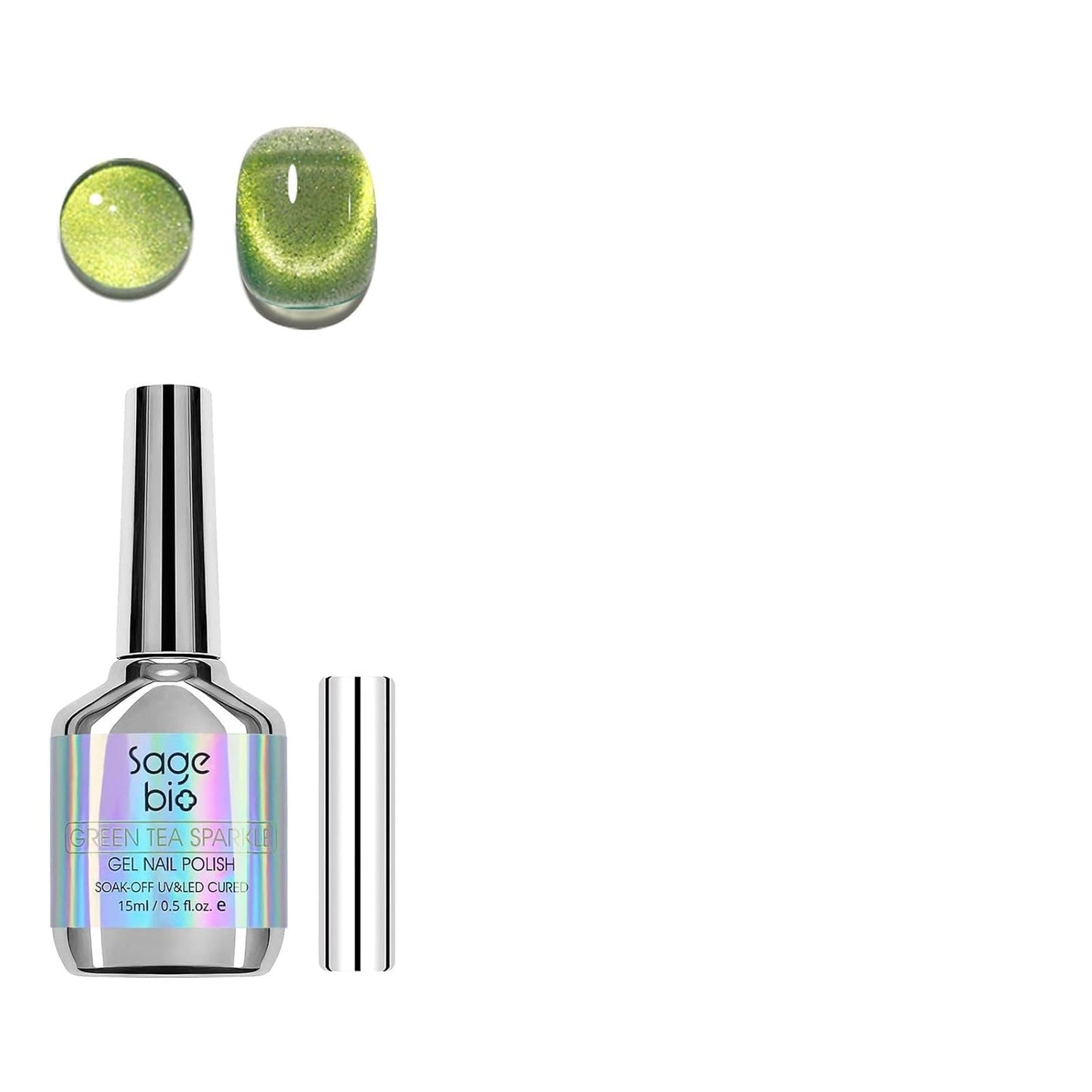 2PCS 15ml Cat Eye Gel Nail Polish, Glitter Holographic Nail Polish with Magnet Soak Off for DIY Manicure 18, Reflective Translucent UV Gel for Nail Art-FemmiqueWomen