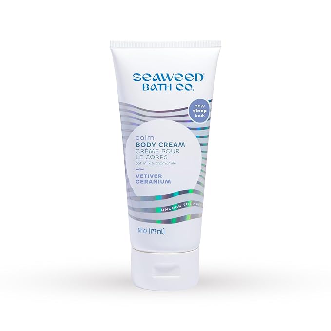 Seaweed Bath Co. Calm Body Cream - Vetiver Geranium | Soothing Hand and Body Lotion With Oat Milk, Shea Butter, and Chamomile | Natural, Vegan Moisturizer For Dry Skin | 6 oz-FemmiqueWomen