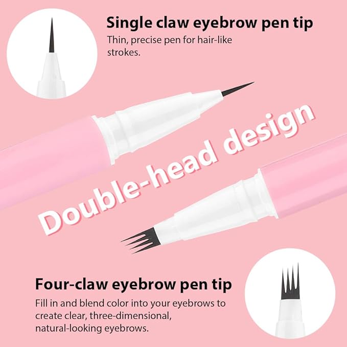 1Pcs Brown Magic Microblading Eyebrow Pencil Contouring Pen Brow for Eyes, Dual-Ended Micro-Fork-Tips Applicator for Hair Like Strokes with Dual-ended Eyebrow Brush Long Wear Waterproof lápiz de cejas-FemmiqueWomen