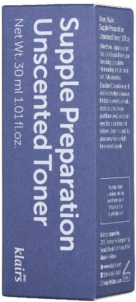 [DearKlairs] Supple Preparation Unscented Toner 1.01 Fl Oz, Soothing, Fast Absorbing, Non-Irritating, Fragrance-Free, Trial Size, K-Routine-FemmiqueWomen