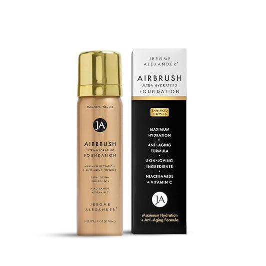 Jerome Alexander Airbrush Foundation Ultra Hydrating, Spray Foundation Makeup with 2x the Active Ingredients, Ultra-Light, Buildable, Full Coverage Formula (Bright Light)-FemmiqueWomen