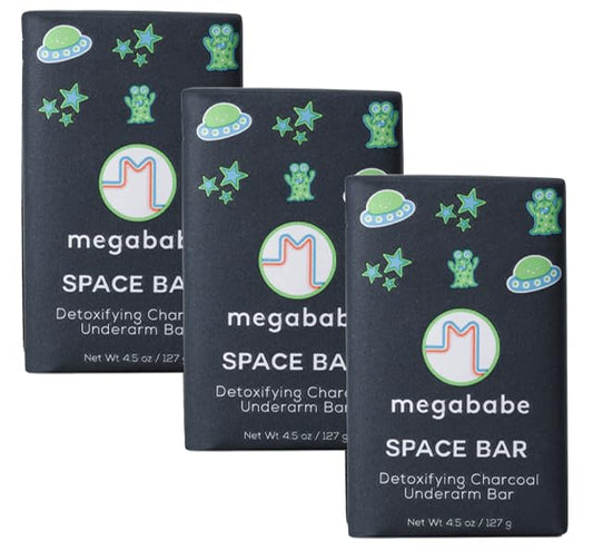 Megababe Underarm Bar Soap - Space Bar | With Detoxifying Charcoal for Odor Control | 4.5 oz - 3 Pack-FemmiqueWomen