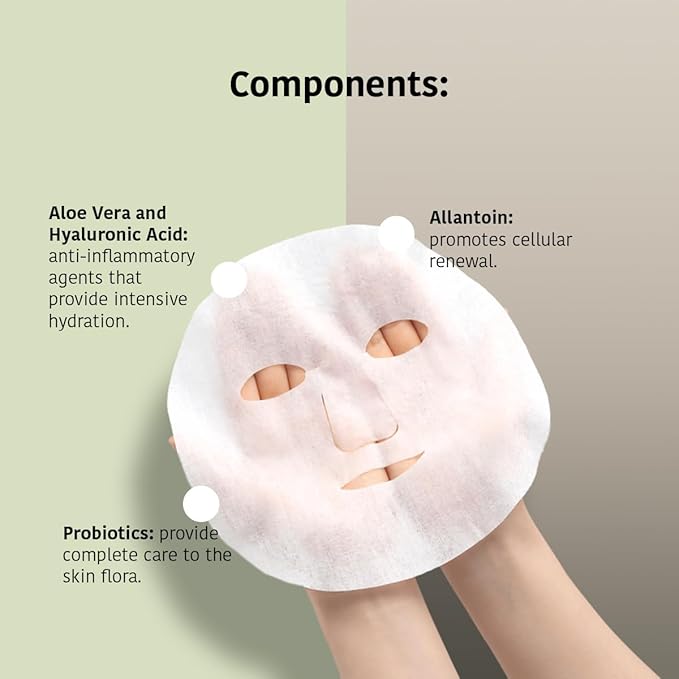 IROHA NATURE Comforting & Hydrating Tissue Face Mask with Aloe Vera | 15 Pieces | Aftersun Effect | 96% Natural Ingredients-FemmiqueWomen