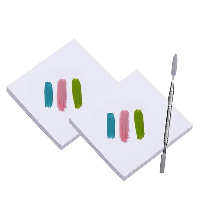 100 Sheets Disposable Nail Polish Palette Paper Nail Art Mixing Palette Papers Portable Waterproof Nail Art Makeup Palette Nail Gel Mixing Tool with Nail Palette Stirring Rod (100pcs)-FemmiqueWomen