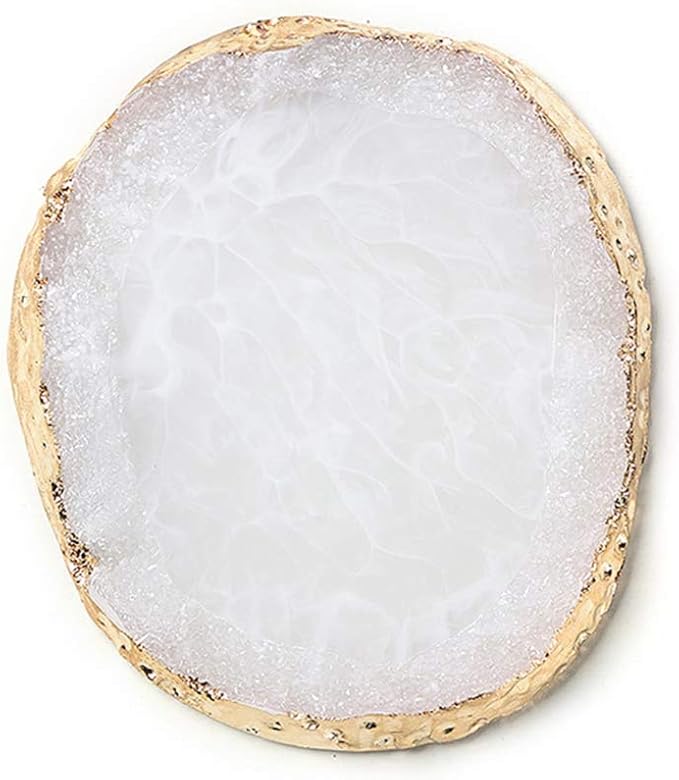 1pc White Golden Edge Resin Nail Art Palettes Nail Mixing Palette Polish Color Mixing Plate Nail Holder Display Cosmetic Mixing Tools Makeup Palette Tray Accessories (white)-FemmiqueWomen