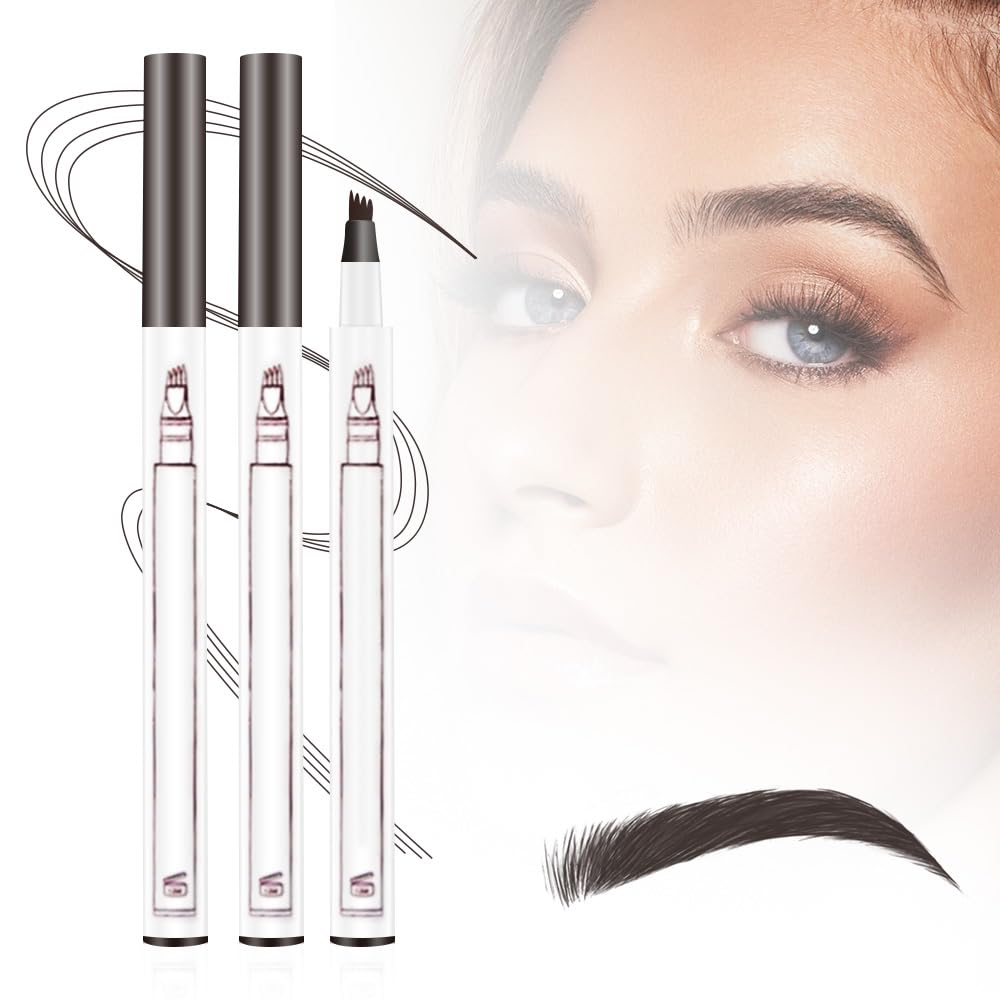 2025 Upgrade Waterproof Brow Pencil with Micro-Fork Tip,3D Magic Eyebrow Pencil 4-Head Split Waterproof Long-lasting Eyebrow Pencil,Natural Makeup Fine Stroke Eyebrow Tattoo Pencils (Dark Brown)-FemmiqueWomen