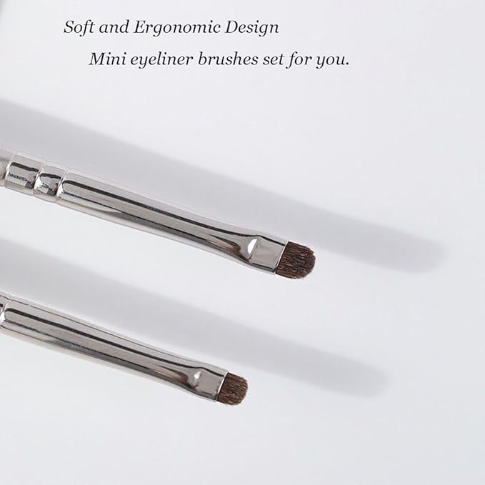Mini Smudge Brush for Eyeliner,2 PCS Small Smudge Brush for Precision Eyeshadow and Eyeliner,Eyeliner Brush for Powder Gel Cream Liquid Concealer,Eye Makeup Brush Set-FemmiqueWomen