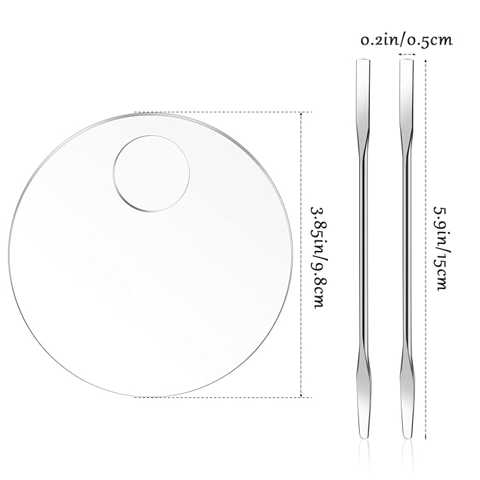2PCS Acrylic Cosmetic Palette with 2PCS Spatula Tool,Makeup Palette Mixing Tray Apply for Foundation Eye Shadow Lipsticks Nail Art Professional Pigment Blending(Round)-FemmiqueWomen