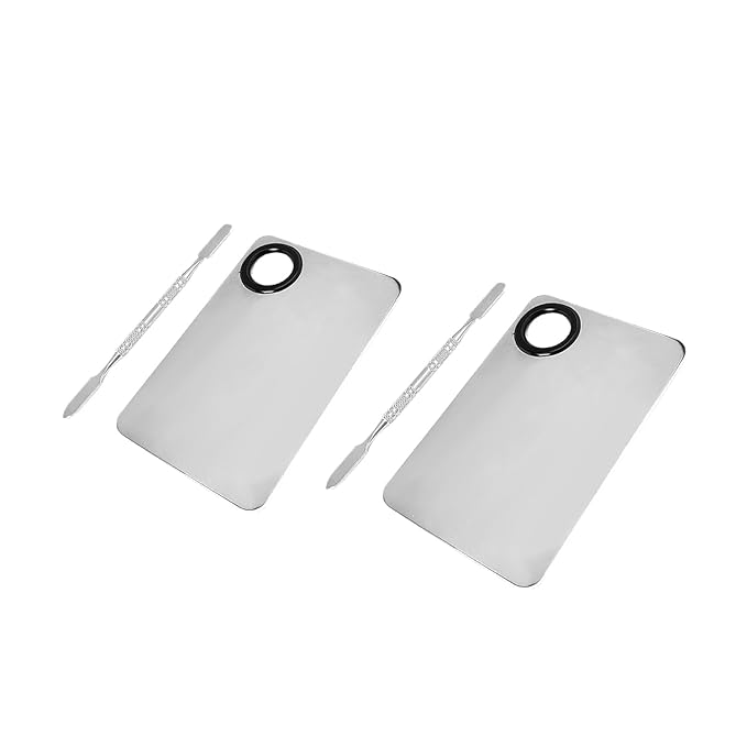 2 Pcs Professional Cream and Lip Makeup Mixing Palette with Spatula Foundation and Lip Palette Set for Travel-FemmiqueWomen