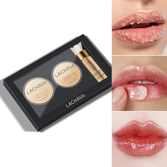 3Pcs Lip Care Set, Exfoliator Lip Sugar Scrub, Lip Mask and Plumping Lip Oil, Effectively Moisturizes Lip Clear, Repairs Dry Lips-FemmiqueWomen