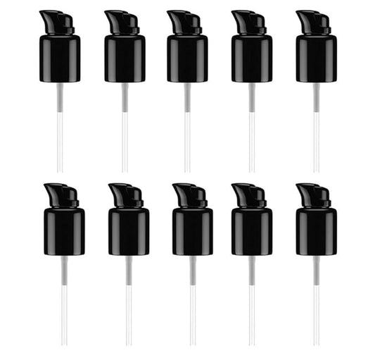10PCS 410/20mm Plastic Replacement Pump Top Head Cosmetic Liquid Foundation Makeup Pump Replacement with Rotate Lock and Cover for Foundation Lotion Essence (Black)-FemmiqueWomen