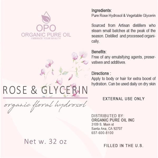 Rosewater Glycerin Mist Toner Bulk Spray Facial Body Floral Cleanser Pure Rose Hydrosol Vegetable Glycerine Moisturizing Cleansing Toning Mix Face Skin Hair Body - Packaging May Vary (32 Ounces)-FemmiqueWomen