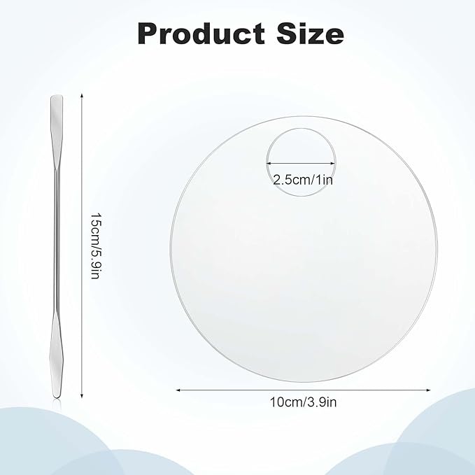 2PCS Makeup Mixing Palette with 2PCS Metal Spatula, Mixing Pigment Palette, Round White Clear Foundation Palette for Make up Eyeshadow Liquid Foundation Cosmetic Nail-Art Pigment Mixing Color-FemmiqueWomen